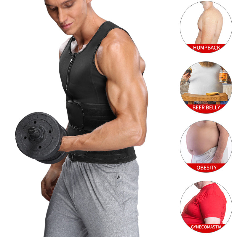 Men’s Sauna Waist Trainer Vest with Double Belt