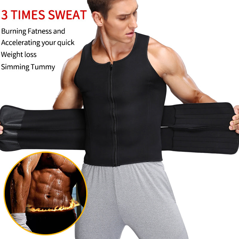 Men’s Sauna Waist Trainer Vest with Double Belt