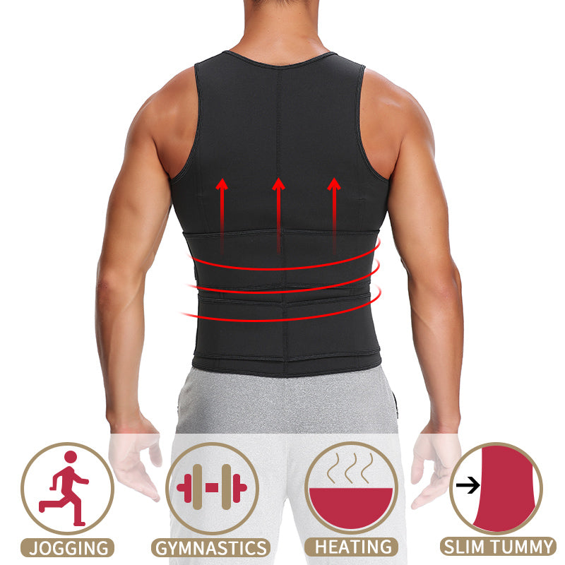 Men’s Sauna Waist Trainer Vest with Double Belt